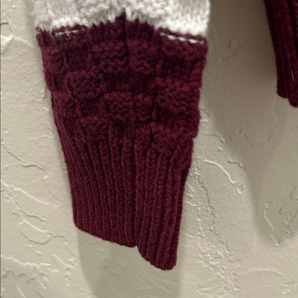 St. John's Bay V-Neck Sweater in White, Purple, and Brown - Picture 3 of 3